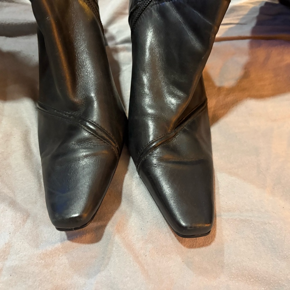 Studio Works “Brandy”Black Patchwork Leather Heel… - image 2